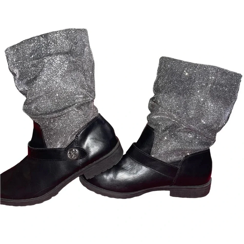 Jessica Simpson Kid's Girls' Summit Boot Black Metallic 5M US Big Kid